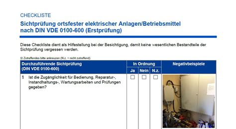 Checkliste Sichtprüfung DIN VDE 0100 600 Gratis Download