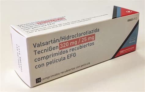 Valsartan Hidroclorotiazida Tecnigen Efg 320 Mg 25 Mg 28 Comprimidos Recubiertos Farmacéuticos