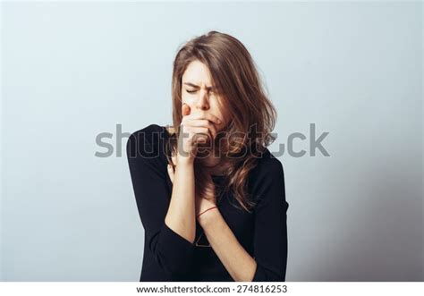 Cute Brunette Girl Fist Coughs Stock Photo Shutterstock