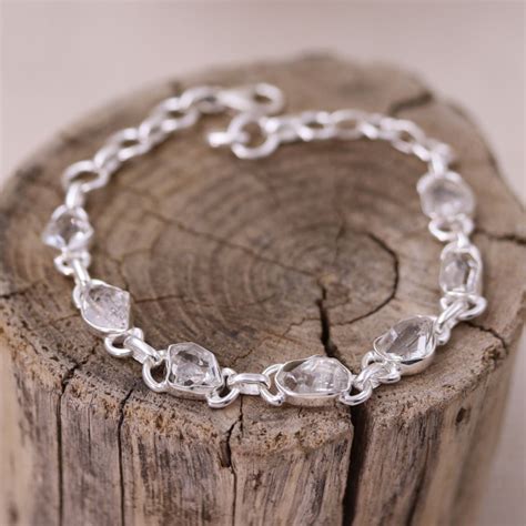 Bracelet En Argent Et Diamant Herkimer Brut