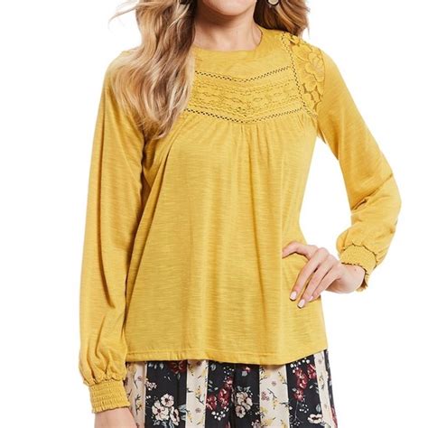 Coco Jaimeson Tops Coco Jaimeson Womens Laceyoke Knit Blouse Top