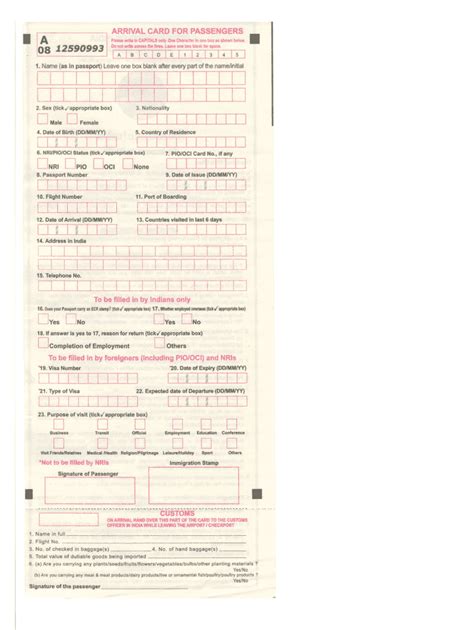 In Arrival Card For Passengers Fill And Sign Printable Template