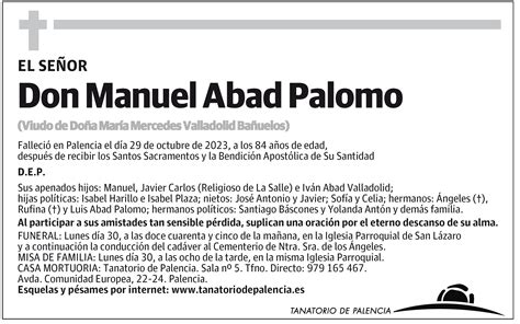 Manuel Abad Palomo Esquela El Norte De Castilla