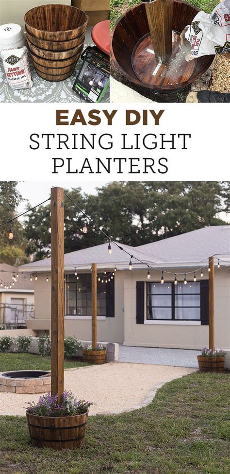 Diy String Light Planters Tutorial Design Patio Backyard Patio Designs