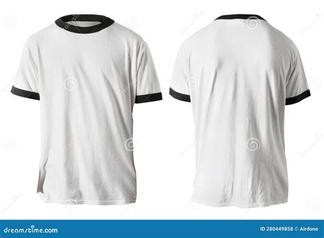 Blank Shirt Mock Up Template Front And Back View Plain Ringer White T