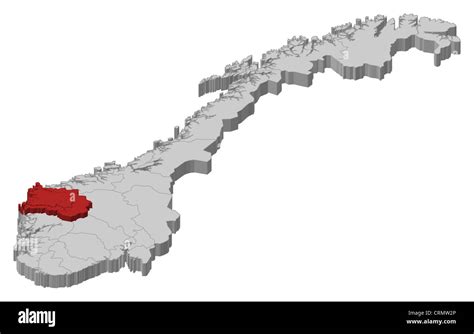 Political map of Norway with the several counties where Sogn og ...