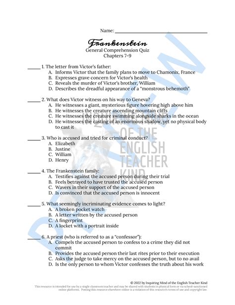 Frankenstein Chapters Through Quiz And Close Reading Bundle Made