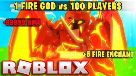 Fire God Vs Players Roblox Bedwars Youtube