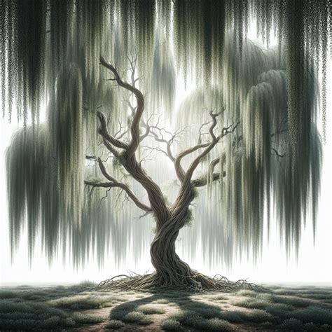 Premium Psd A Weeping Willow Tree On A White Background