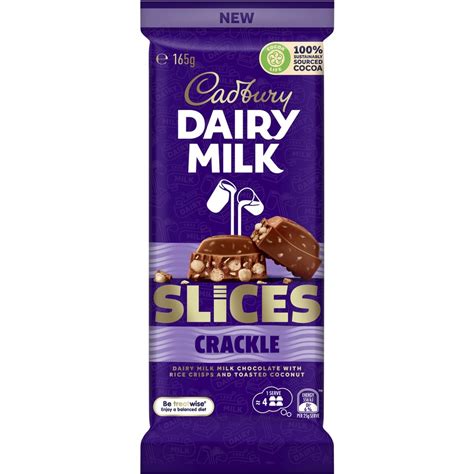 Cadbury Dairy Milk Slices Crackle Chocolate Block 165g BIG W