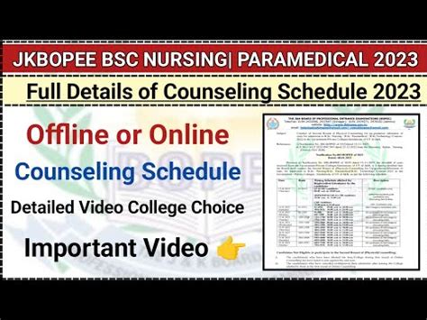 Jkbopee Bsc Nursing Admission Counseling Schedule Online Or