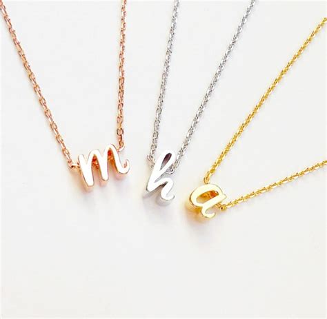 Cursive Initial Necklacecursive Rose Gold Silver Etsy