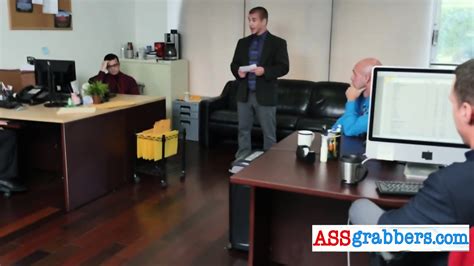 Nerdy Ass Grabber Takes Bears In The Office