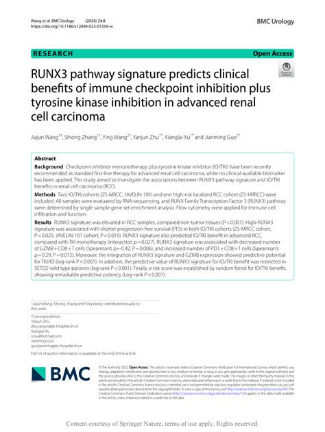 Pdf Runx Pathway Signature Predicts Clinical Benefits Of Immune