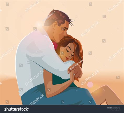 Embraces Loving Couple Vector Illustration Stock Vector Royalty Free