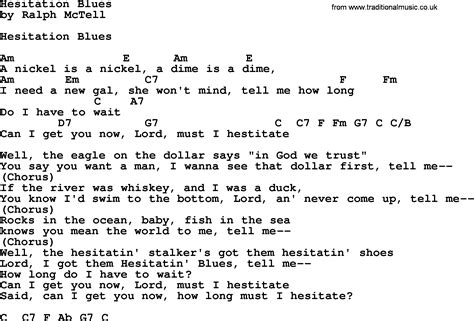 Hesitation Blues By Ralph Mctell Lyrics And Chords