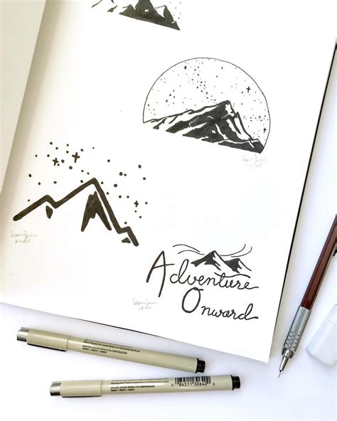 Design Sketches Mountain Nights” And Adventure Onward” Designs