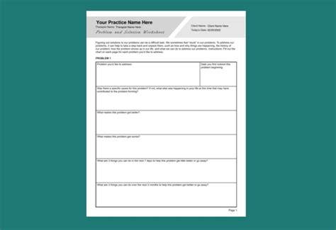 SFBT Problem And Solution Worksheet PDF Worksheets Library