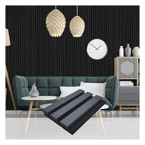 Black Wooden Salt Acoustic Panel Fireproof Wall Panel For Interior