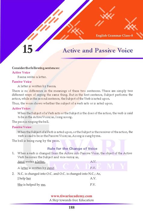 Class English Grammar Chapter 15 Active And Passive Voice 47 Off