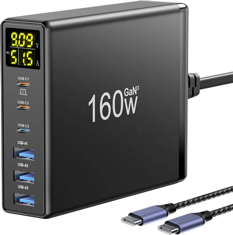 Chargeur USB C Multiple 160W PD3 0 QC4 0 PPS 6 Ports Charge Rapide