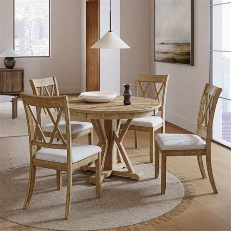 Farmhouse Solid Wood Dining Chairs Upholstered Armless Side Chairs Set Of 4 Crossing High