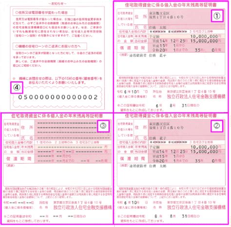 住宅ローン減税を受けるための「融資額残高証明書」の発行～見本～：住宅金融支援機構（旧住宅金融公庫）