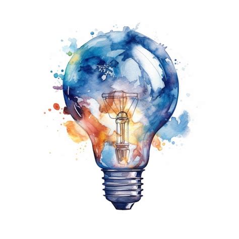 Premium Ai Image Watercolor Light Bulb With The World On It