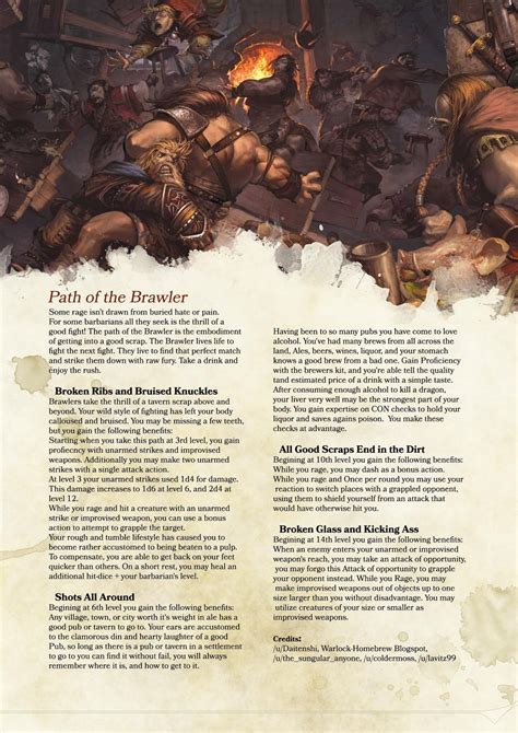 Homebrew Barbarian Path Of The Brawler V20 Rdndnext