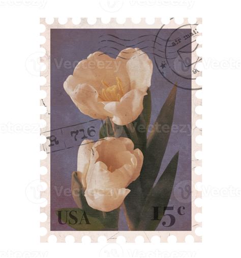 Sello Postal Vintage Floral Sello Postal Imprimible Retro Con Flores