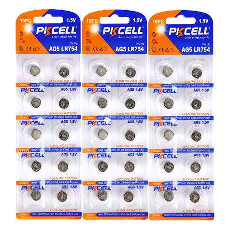 30x AG5 LR754 SR754 SR48 309 393 1 5V Alkaline Watch Battery Button