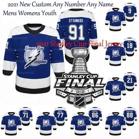 Proword 2021 Stanley Cup Final Steven Stamkos Jersey Champions Andrei Vasilevskiy Nikita ...