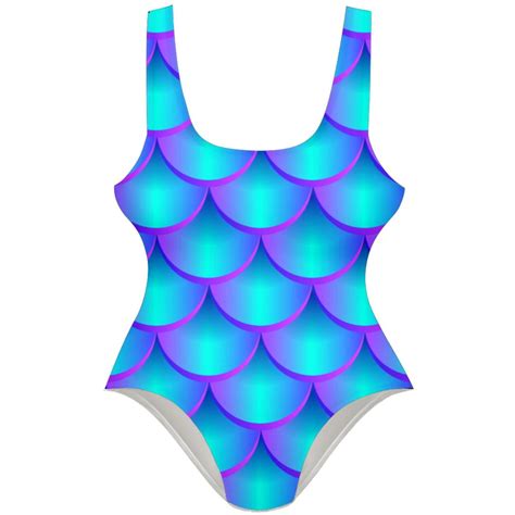 OWNSUMMER Mermaid Tale Pattern Stylish One-Piece Swimsuit for Women, 80