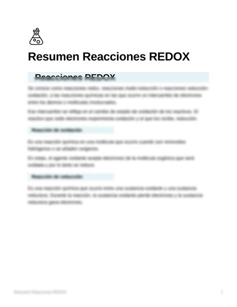 Solution Resumen Reacciones Redox Studypool