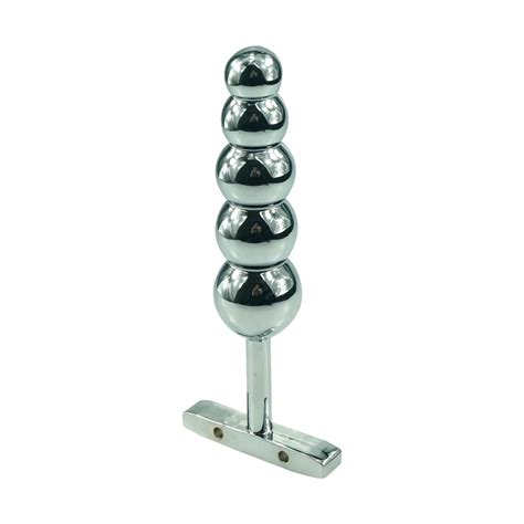 G Metal Anal Hook Butt Plug With Five Beads Balls Dilator Gay Fetish