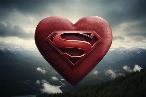 Premium Ai Image Superman 3d Heart With Logo
