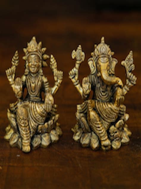 Buy StatueStudio Set Of 2 Gold Toned Brass Idol Gift Statue