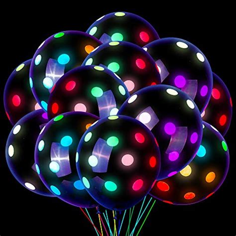 Pieces Neon Glow Balloons Blacklight Reactive Fluorescent Polka