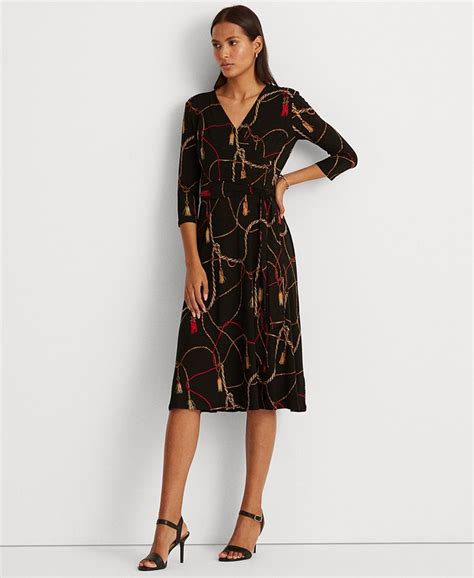 Lauren Ralph Lauren Tassel Print Surplice Jersey Dress Macys