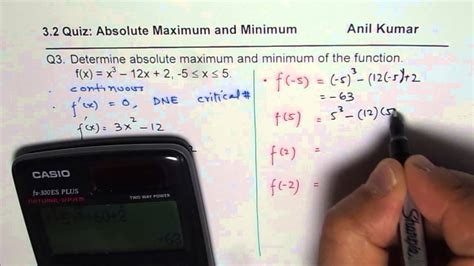 Determine Absolute Maximum And Minimum For Cubic Function YouTube