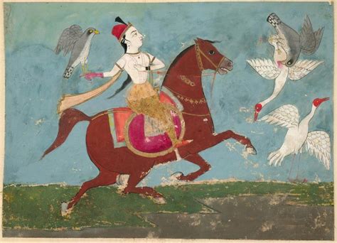 An Indian Painting Portrays Sultana Chand Bibi Using Raptors To Hunt