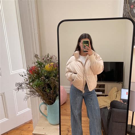 VINTAGE PUFFER Funky Nude Colour Great Length For Depop