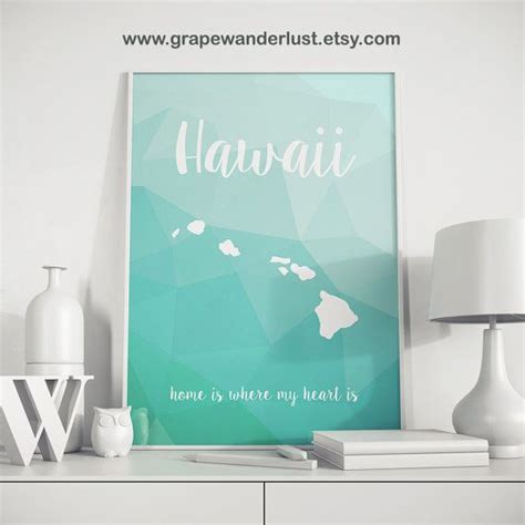 Hawaii Map Hawaii Art Hawaii Print Hawaii Wall Art Hawaii State Art