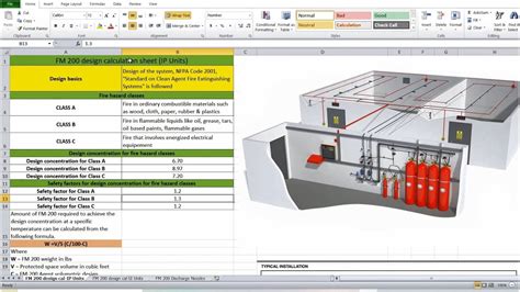 Fm 200 Fire Suppression System Design Calculation Using Excel Sheet And