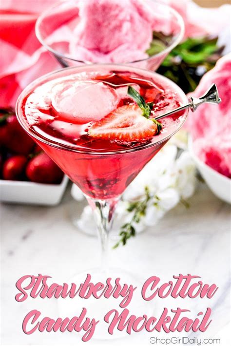 Valentines Day Mocktail Strawberry Cotton Candy Mocktail Shop Girl Valentines Food