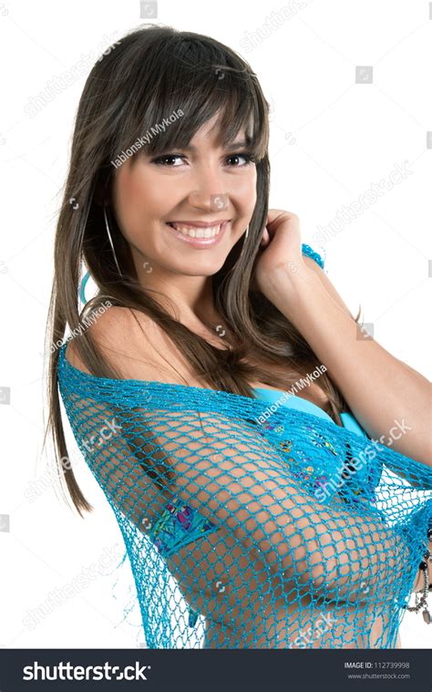 Beautiful Sexy Brunette Girl Blue Swimsuit Stock Photo Shutterstock