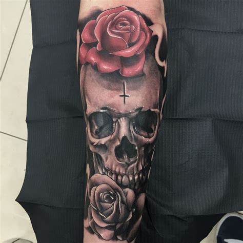 List 98 Wallpaper Skull And Roses Sleeve Tattoo Completed