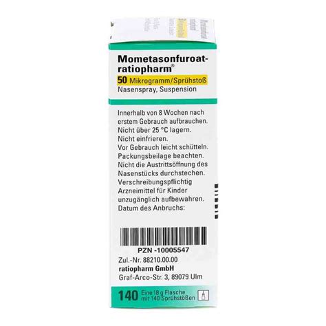 Mometasonfuroat ratiopharm 50 my g sprühst 140 Spr 18 g