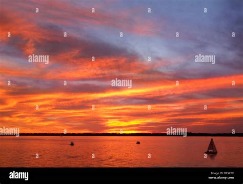 A Paintbrush Sunset Sky Over Presque Isle Bay During The Perry 200