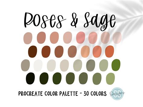 Roses And Sage Procreate Color Palette Graphic By Ssandcodesigns · Creative Fabrica